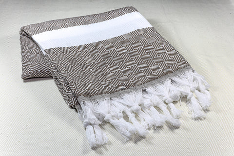 PATTERNED Turkish Towel "Peshtemal" - Vintage - Charcoal Grey