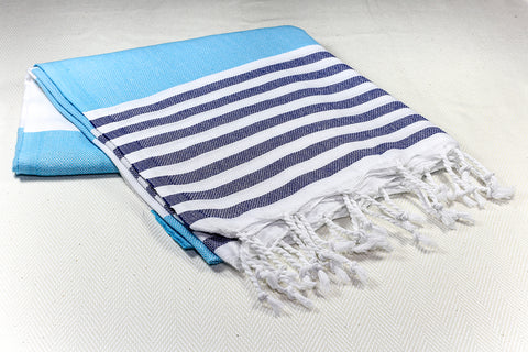 Turkish Towel "Peshtemal" - Linen- Ecru with Beige Stripes