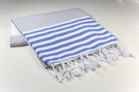 PATTERNED Turkish Towel "Peshtemal" - Wave of dots Navy blue