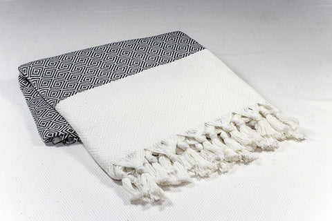 Turkish Towel "Peshtemal" - RoseGarden - Charcoal