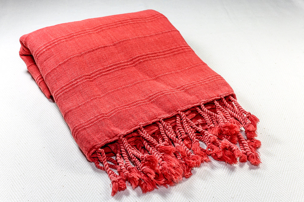 Turkish Towel "Peshtemal" - Stonewashed Cotton - Red