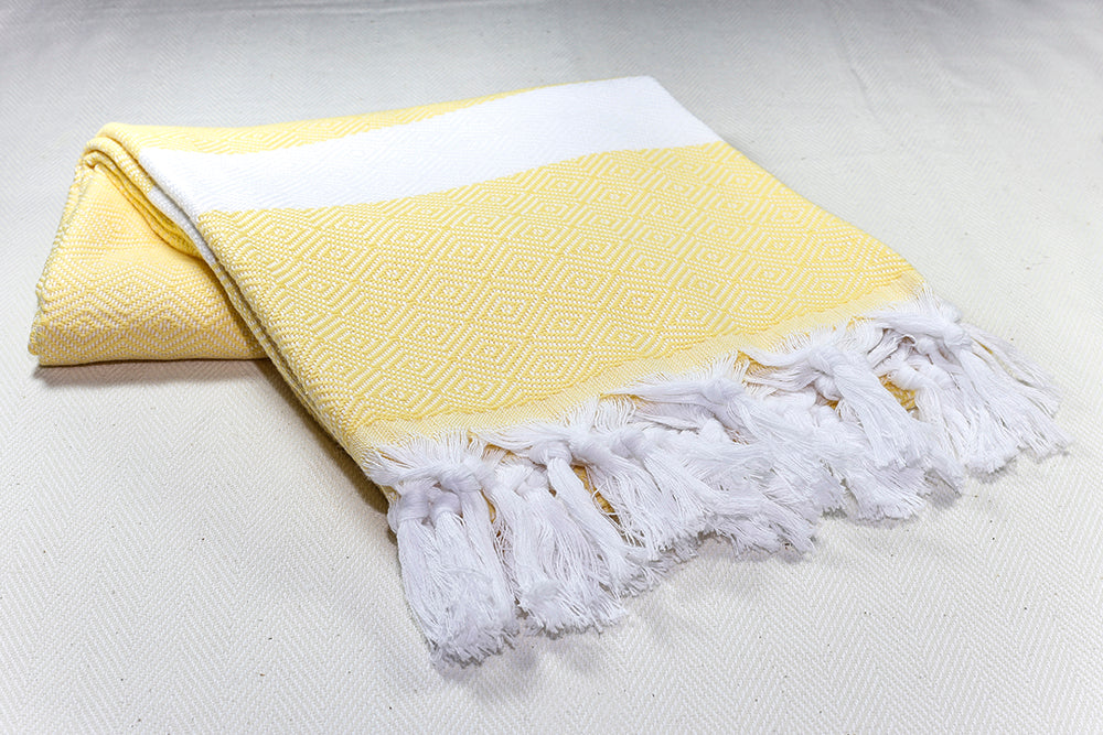 Turkish Towel "Peshtemal" - Diamond - Yellow & White