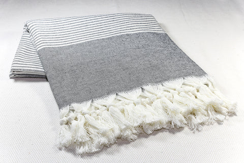 Special Design Turkish Towel "Peshtemal" with Lace - Ecru with large lace motive