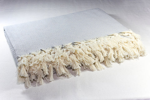 Diamond Cotton Throw Blanket 185 x 240 - Charcoal