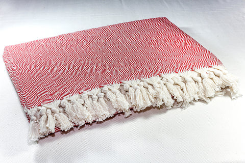 Diamond Cotton Throw Blanket 185 x 240 - Orange