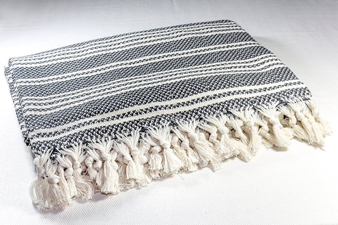 Herringbone Light Cotton Throw Blanket 180 x 230 Ecru
