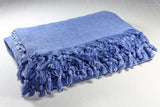 Stone-washed Cotton Throw Blanket 180 x 230 - Blue