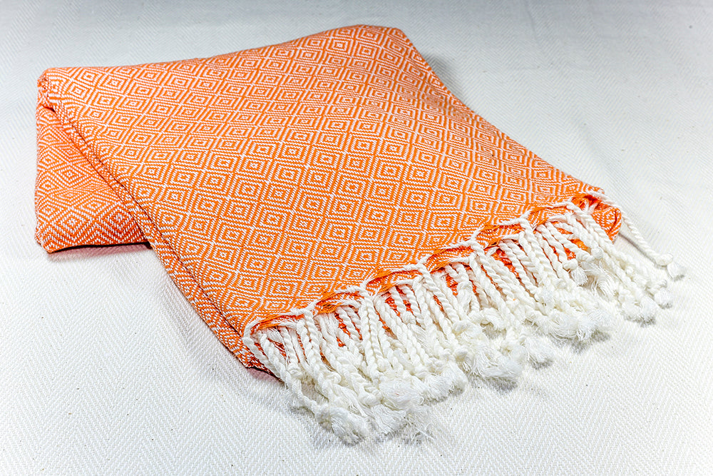 Turkish Towel "Peshtemal" - Diamond - Orange