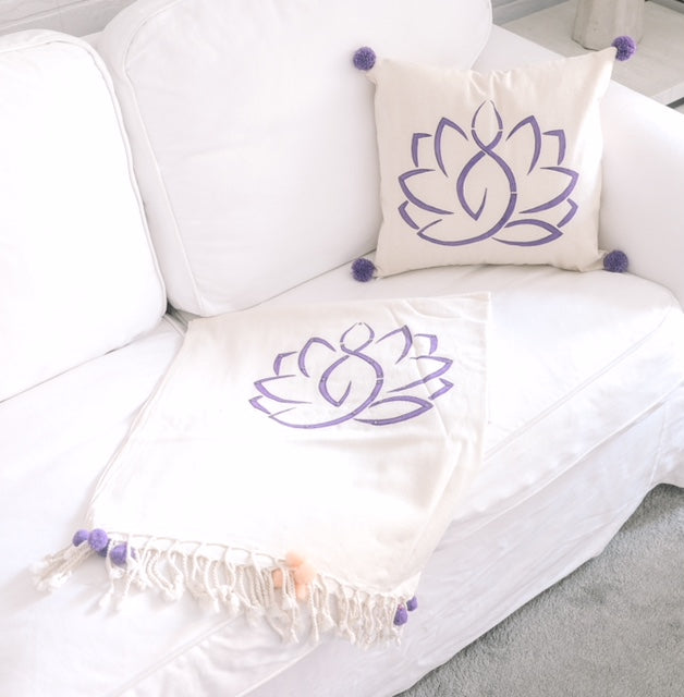 Yoga Pattern Cotton Throw & Pillow sets
