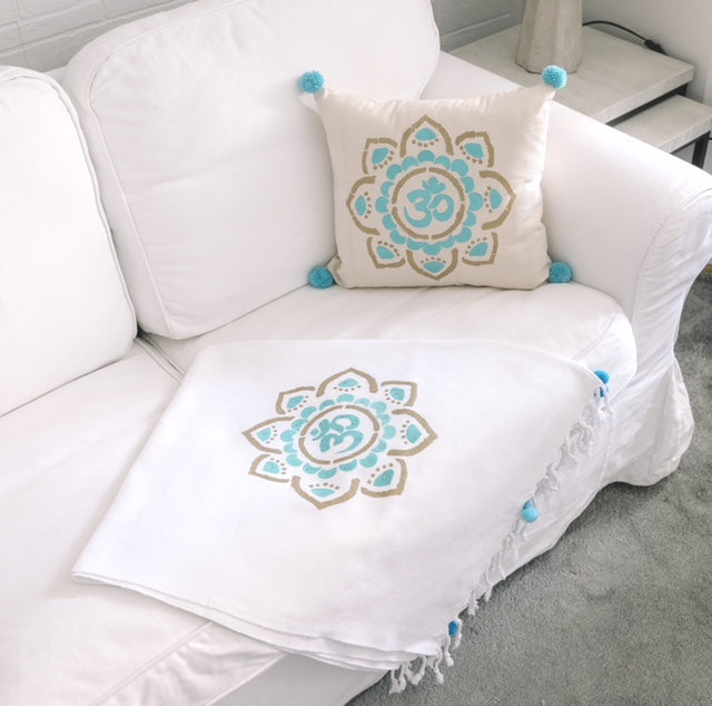Yoga Pattern Cotton Throw & Pillow sets